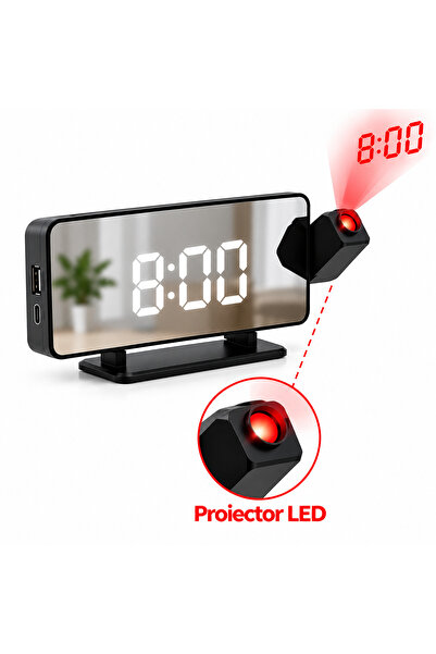 Izoxis Ξυπνητήρι LED με 180 λεπτά °   Προβολέας και Καθρέφτης – Μοντέρνος και...