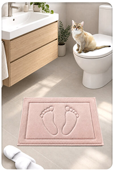 Cotton Crafty Pamuk Dokuma Su Emici Banyo Paspası Ayak 60x40 Cm PUDRA