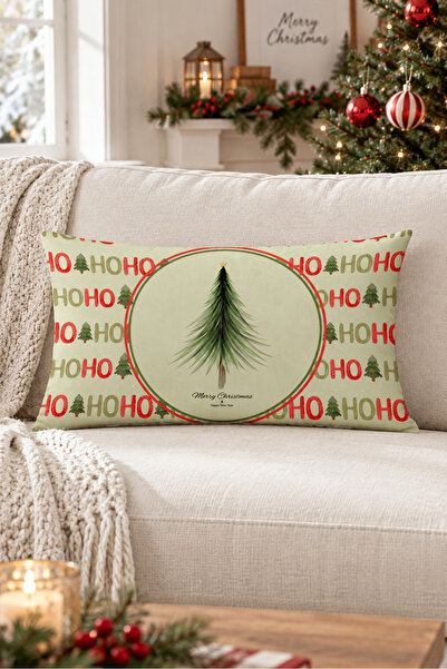 Evmila Christmas Themed Tree Patterned Velvet Throw Pillow Case 35X55 cm - De...