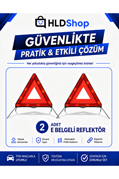 Halidi 2 Adet E Belgeli Üçgen Reflektör Muayene Seti