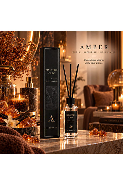 MYSTERE D'ARC Premium Amber Oda Kokusu Bambu Çubuklu | Beyaz Şişe 100 ML |