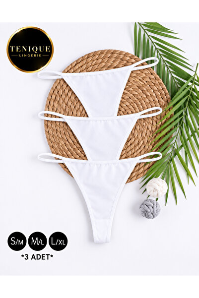 Tenique Lingerie Lady Beyaz 3'lü Pamuklu Tanga