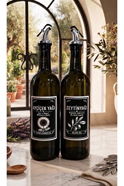 Trend Home Life Yağdanlık Seti 2 Li Gümüş Başlıklı Cam 750 ml Şişe Ayçiçekyağ...