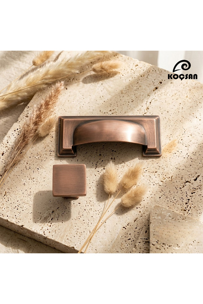 KOÇSAN Hisar Antique Copper Button Handle Luxury Country Kitchen Furniture Ca...