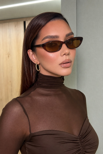 Goldmine Bella Vintage Cat Eye Sunglasses Brown |   Case and Cleaning Cloth G...
