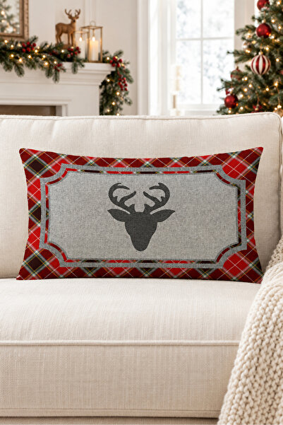 Evmila New Year's Themed Velvet Throw Pillow Case with Deer Pattern 35X55 cm ...