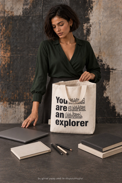Luvili Women's Cloth Bag Tote Bag Printed You Are an Explorer Shoulder Bag Casual Canvas Bag