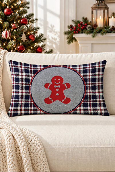Evmila New Year's Themed Cookie Man Patterned Velvet Throw Pillow Case 35X55 ...