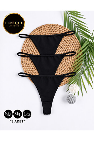 Tenique Lingerie Lady Siyah 3'lü Pamuklu Tanga