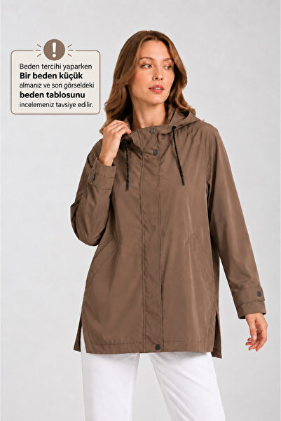 Wise Women's Relaxed Fit Hooded Trench Coat