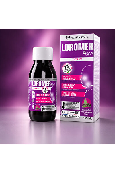 Human Care Loromer, sirop pentru imunitate și confort respirator, pentru femei însărcinate, copii de la 3 ani și adulți, 125 ml