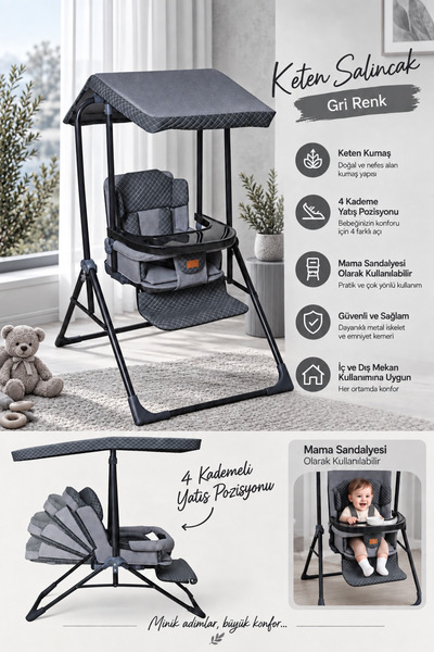 Shadow Size SHADOW LİNEN keten Salıncak - Kademeli -keten Kumaş -mama Tablalı...