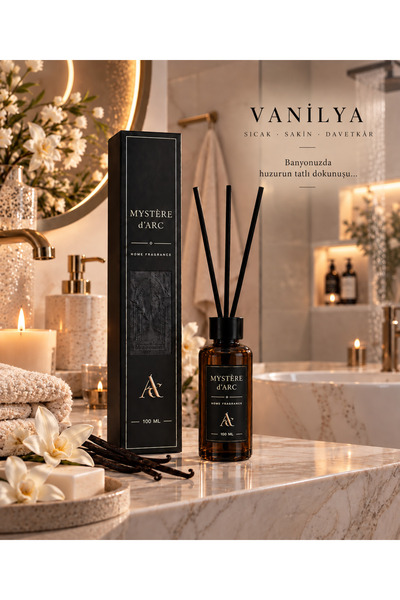 MYSTERE D'ARC Premium Vanilya Oda Kokusu Bambu Çubuklu | Siyah Şişe 100 ML |