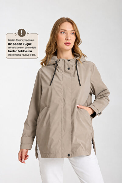 Wise Women's Relaxed Fit Hooded Trench Coat
