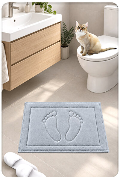 Cotton Crafty Pamuk Dokuma Su Emici Banyo Paspası Ayak 60x40 Cm GRİ