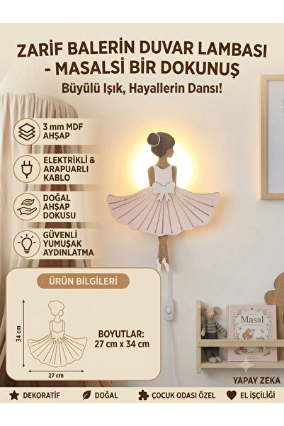 mdmetadesign Balerin Figürlü Duvar Lambası