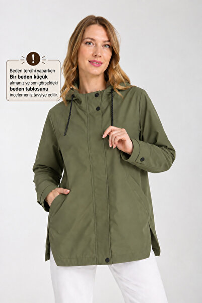 Wise Women's Relaxed Fit Hooded Trench Coat
