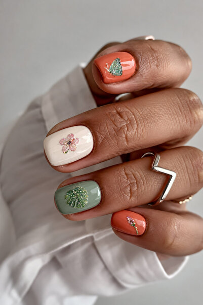 Flash Tattoos® Simli Doğa Desenli Kendinden Yapışkanlı Nail Art Süsü-tırnak S...