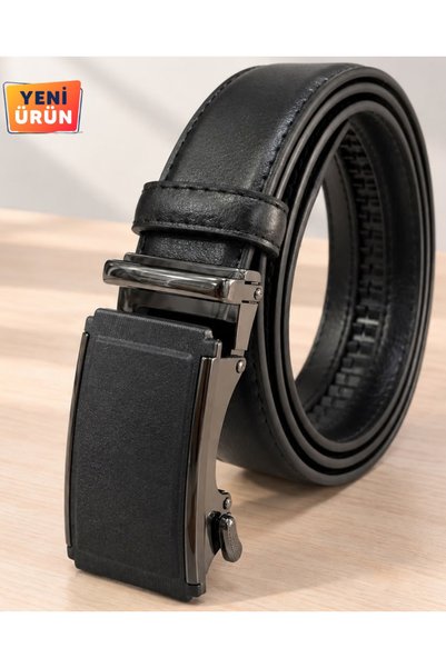 Bosskan Otomatik Siyah Tokalı Deliksiz Klasik Erkek Kemeri