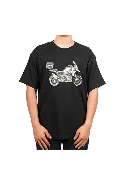GP KOMPOZİT TSH005 Μπλουζάκι με στάμπα Adventure Motorcycle Μαύρο