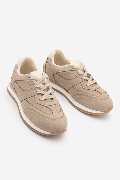 Marjin Women's Suede Lace-Up Retro Casual Sneaker Sports Shoes Foryeta Beige ...