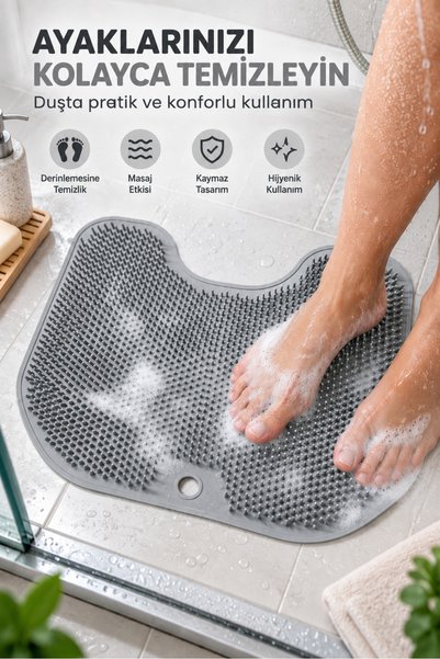 Awesomecrochet Silicone Foot Washing and Back Cleaning Mat with Suction Cups Double-Sided Shower Bath Massage Pad