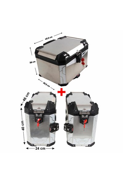 GP KOMPOZİT Universal 57+40+40 lt Alüminyum Motosiklet Çanta Seti Gri