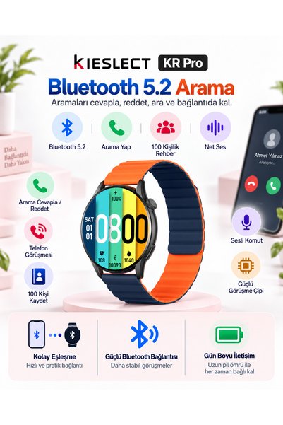 Kieslect Kr Pro Amoled Ekranlı Arama Özellikli Akıllı Saat