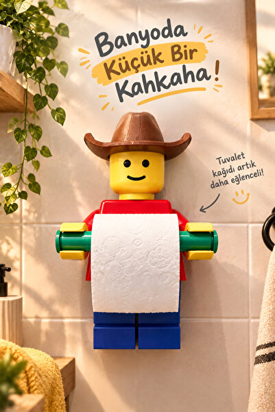CEREN YÜCEL Toilet Paper Holder with Cowboy Hat Model-Lego Toilet Paper Holde...
