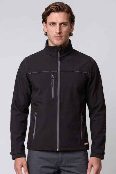 İŞMONT Unisex Siyah Tam Fermuarlı Polarlı Softshell Mont Regular Cepli Polo Y...