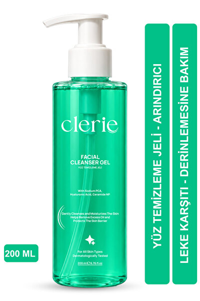 Clerie Cosmetics Sebum Dengeleyici Yüz Temizleme Jeli 200 ml – Hyaluronik Asi...