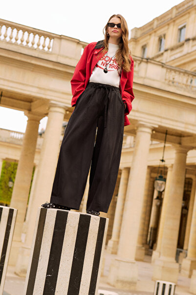Manuka Elastic Waist Barrel Pants Black