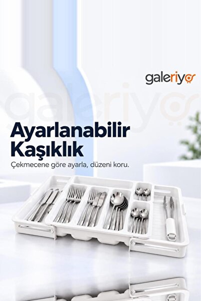 Galeriyo Ayarlanabilir Beyaz Kaşıklık Organizer – Genişleyebilir Çekmece İçi ...