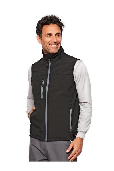 İŞMONT Erkek Siyah Fermuarlı Softshell Yelek Omuz Robalı Polarlı Ayarlanabilir Lastikli Cepli