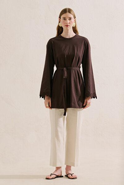 Manuka Embroidered Wide Sleeve Blouse Brown