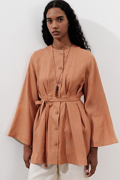 Manuka Linen Pencil Tunic Orange
