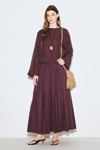 Manuka Wide Sleeve Draped Bluse Burgundy
