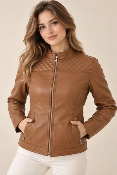 HİRAMİR Polar Astarlı Deri Yeni Sezon Kadın Mont KS2556