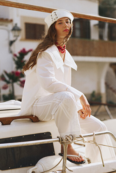 Manuka Embroidered Limited Pants Ecru