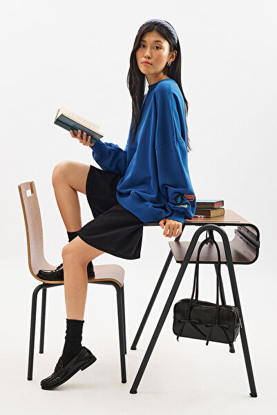 Manuka Oversize Label Sweatshirt Blue