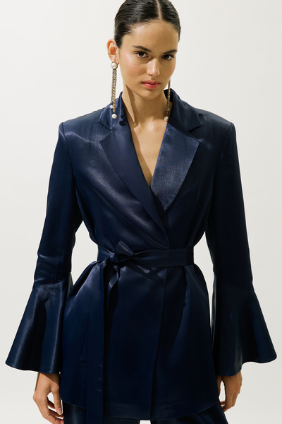 Manuka Wide Leg Satin Evening Dress Pants Night Blue