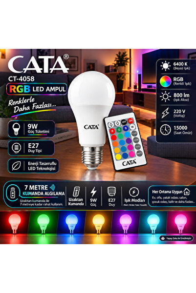 Cata Uzaktan Kumandalı Rgb (Renk Değiştiren) Led Ampul