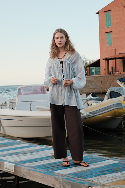 Manuka Linen Tie Trousers Bitter Brown