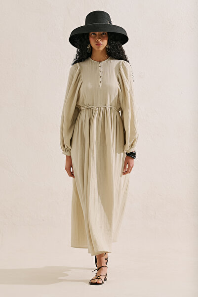 Manuka Muslin Volume-Enhancing Long Dress Sand