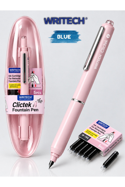 Writech Basmalı Dolma Kalem +5 Yedek Kartuş Hediyeli (Mavi Mürekkep)