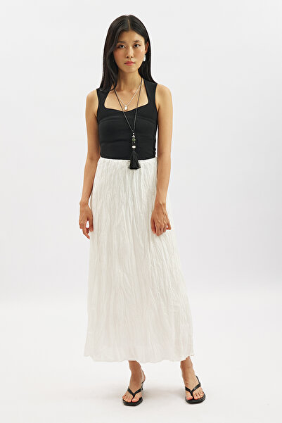Manuka Linen Mixed Crush Skirt Ecru