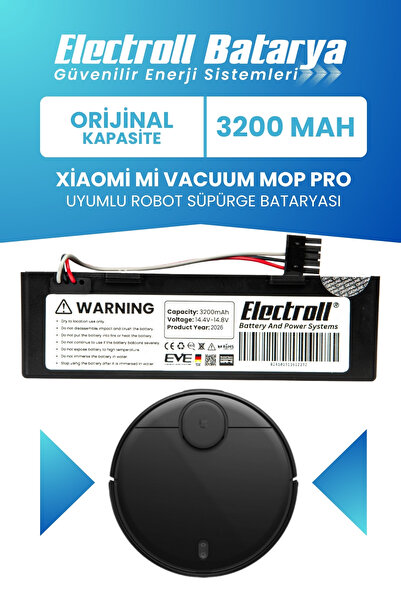 ELECTROLL Xiaomi Mi Vacuum Mop Pro Stytj02ym Uyumlu Batarya (Orijinal Kapasit...
