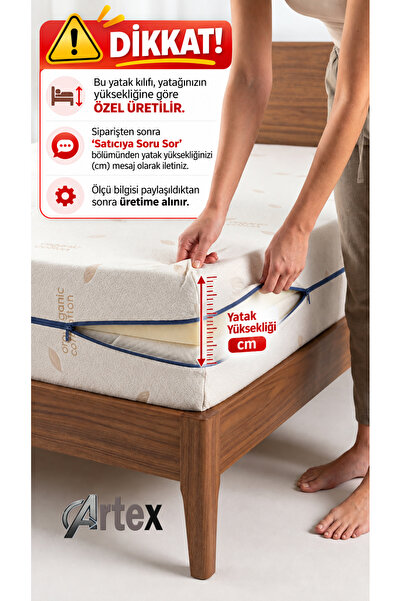Artex Cotton Mattress Cover Protector 90X200 with Zipper Quilted Fit Zippered...
