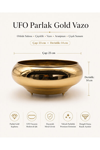Lilac Home Gold Ufo Vazo