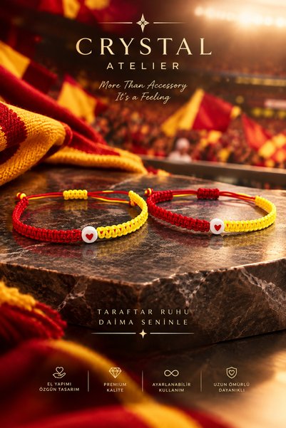 Crystal Atelier Yellow Red Heart Fan Bracelet Handmade Adjustable Gift for Fr...